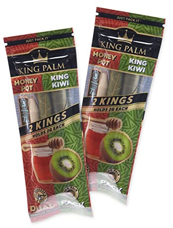 King Palm King Size Cones - 2 Packs, 4 Rolls Per Pack - Organic Pre Rolled Cones - King Palm Pre Rolls Dual Pack - (Honey & Kiwi, 2 Packs, 4 Rolls)