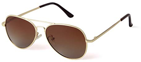 ADEWU Kinder Sonnenbrille Unisex Pilotenbrille Polarisiert Retro Brille UV-Schutz für Mädchen Jungen,Gold-Braun Verlauf