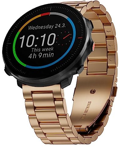 Hiseus Kompatibel mit Polar Vantage M/Vantage M2 Armband, Edelstahl Metall Ersatarmband Kompatibel mit Polar Grit X/Grit X Pro/Grit X Pro Titan (Roségold)