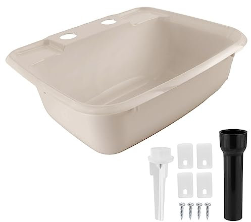 RecPro Évier de salle de bain rectangulaire pour camping-car | Évier de toilette à cuve simple | Évier de camping-car | Plastique (brun roux)