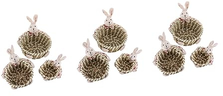 Zerodeko 3 Sätze 3Tlg Osterei-Korb Ostern-Requisite Korb aus Seegras Korb flechten Bonbonkorb aus Stroh Früchtekorb Essensgeschenke Osterkorb Korb aus Bambus Handbuch Eier Haushaltsprodukte