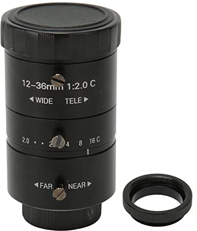 Cyrank Obiettivo della Fotocamera 12‑36mm F2.0 Obiettivo Ad Ampia Apertura 3MP 1/1,8 Pollici C Mount Zoom Manuale Obiettivo Fa per Telecamera CCTV Telecamera Industriale