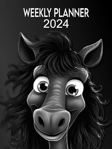 Weekly Planner 2024 Horse: For Horses Lovers, Monthly Weekly Daily Organizer, from January to December 2024, 12 Months, with contact list, password log and notes pages.