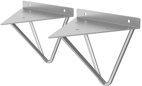 ML-Design 2 Stück Regalhalterung 160 mm, Grau, aus Metall, Dreieckige Regalhalterungen, Schwebe Regalwinkel, Haarnadel Wandhalterung, Prisma Regalträger Wandmontage, Hairpin Wandregal Wandkonsole