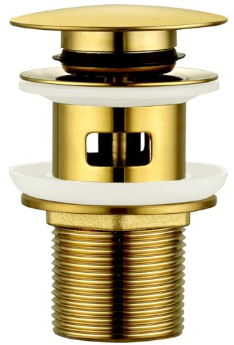 Peppermint Waschbecken-Ablaufgarnitur mit Schlitzen für Badezimmer, Pop-Up-Waschbecken, gebürstetes Gold, Klick-Klack-Ablaufstopfen mit Überlauf für Badezimmer-Waschbecken, Gefäßspülen
