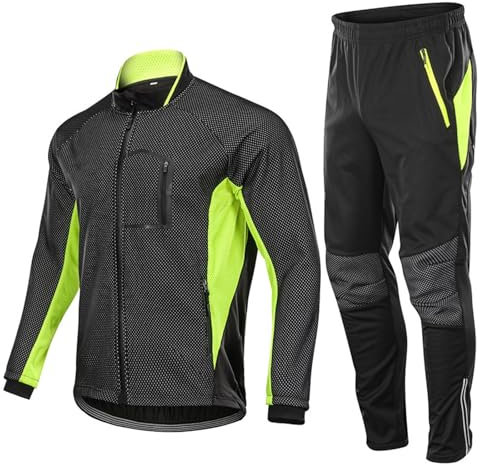 TENAGE Combinaisons de Moto pour Hommes et Femmes, Combinaison de Pluie réfléchissante et imperméable, Ensemble de 2 pièces avec Veste et Pantalon pour Adultes, Cyclisme, équitation L Green