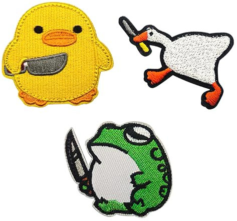 BRISKORE Patches Klett Lustig, 3 Stücke Lässig Patches Patch Klett Lustig, Klett Patch Lustig Klett Patches, Enten GäNse Frosch Velcro Patch, Klettpatches Rucksack Patches Klett für Jacken, Jeans usw