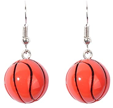 Generic Mode Persönlichkeit Basketball Anhänger Ohrringe Einfache Harz Geometrische Ohrringe Emaille Herz Ohrring wojonifuiliy01 (Orange, One Size)