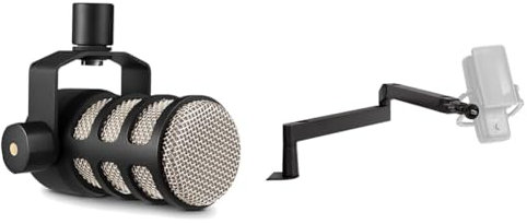 RØDE PodMic Broadcast-quality Dynamic Microphone with Integrated Swing Mount & Elgato Wave Mic Arm LP - Premium Low Profile Microphone Arm with Cable Management Channels