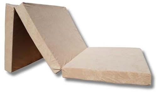 Natalia Spzoo - Faltmatratze 190 x 90 x 8 cm für einen erholsamen Schlaf wie auf Wolken – Klappmatratze mit abnehmbarem Bezug – 3-teilige klappbare Schlafmatte (1009 Beige)
