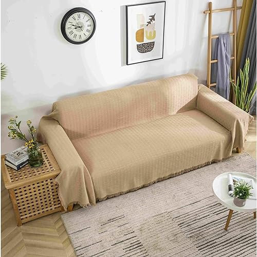 Bishilin Couchbezug Eckcouch 230x250CM, Überzug Sofa 2 Sitzer mit Kariert Motiv Khaki Sofabezug Universal Katzenschutz