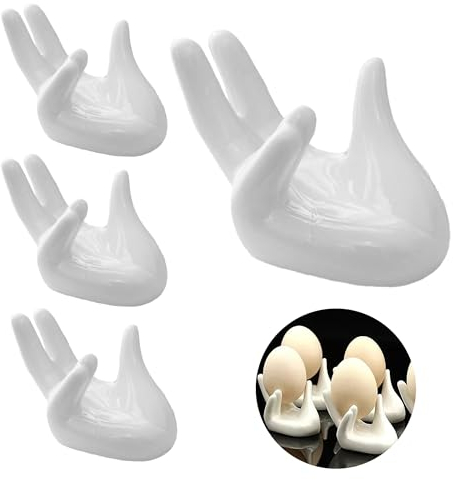 Wenyue 4 PCS Porta Uova in Ceramica,Porta Uova,Set di Portauovo,Tazza Porta Uova Topper Uovo,Vassoio per la Colazione Portauovo,Topper Uovo Cartoni Animati per Cucina Uova Sode Colazione