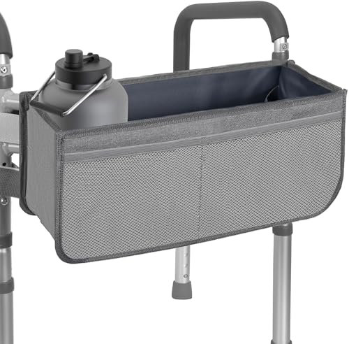 Walker Basket per camminatore pieghevole, borsa pieghevole con portabicchieri, grande capacità Walker Storage Bag per anziani, borsa da passeggio staccabile senza mai ribaltarsi