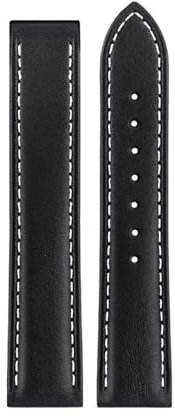 DKWOIS 19 mm 20 mm 21 mm italienisches Lederarmband kompatibel mit Omega Seamaster 300 150 Speedmaster 007 AT150 braunes Uhrenarmband mit Faltschließe(B Black-no bukcle,20mm)