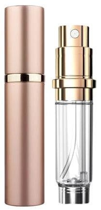 Gold Atomiser Spray Bottle, Mini Travel Perfume Bottles, Refillable 5ml Leaking Proof Dispenser, Luxury Gift for Men & Women