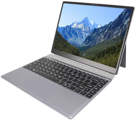 Plyisty 2-in-1-Tablet-Laptop, 14,1-Zoll-Touchscreen-Display-Computer mit Zwei Basslautsprechern, Intelligenter KI-Kamera, Magnetisch Absorbierender Tastatur, 12 GB DDR4 und 512 GB SSD