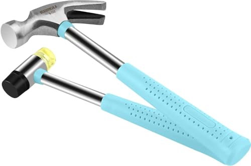 LOZAGU 8oz Small Hammer and Rubber Mallet, 2-Piece Claw Hammers & Small Rubber Mallet Hammer Set