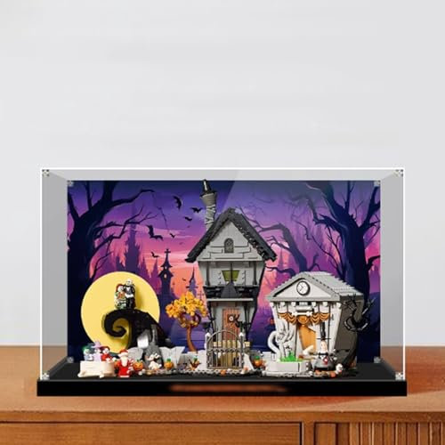 Acryl-Displaybox, kompatibel mit Lego 21351 Christmas Eve Scare Modellbausatz, Sammlerstück, Geschenkbox, Organizer (nur Box) (Hintergrundstil B)