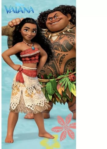 Disney Vaiana Badehandtuch 70x140 cm – Strandtuch mit Vaiana & Maui – Kinder Handtuch Strand Bad Schwimmbad
