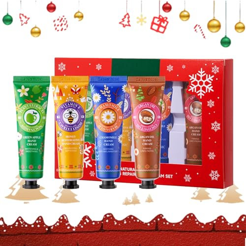Weihnachten Handcreme für Sehr Trockene Hände, Handcreme Weihnachtsgeschenke Feuchtigkeitscreme für den Winter, Handcreme Set - Kleine Geschenke für Frauen und Mädchen, Pflegecreme für Rissige Hände