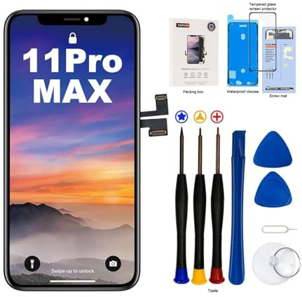 EFaith for iPhone 11 Pro Max Screen Replacement 6.5 inch Full HD LCD Display, 3D Touch Screen Digitizer Frame Assembly with Repair Tools Kit,Adhesive and Tempered Glass
