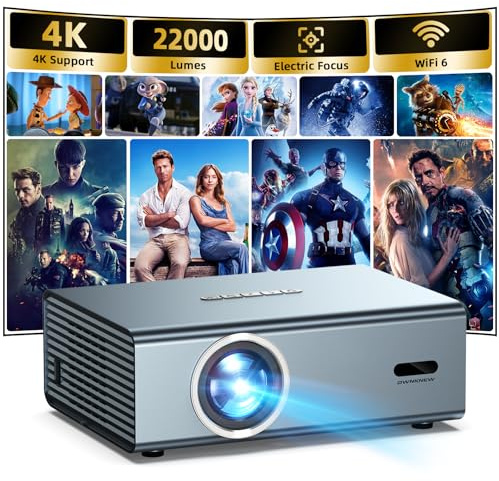 [Electric Focus] 4K Projector Support with WiFi6 and Bluetooth 5.3, 22000L for Outdoor Video Movie Use, OWNKNEW Latest Action Air Game Projector, Auto Correction