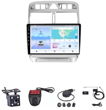 Navegación Del Coche Para Peugeot 307 SW 307CC 307SW 2002-2013 Android 13 Universal Car Radio Estéreo Bluetooth WiFi Pulgadas Pantalla Táctil HD, Control Del Volante, Con Cámara De Marcha Atrás(WIFI 1
