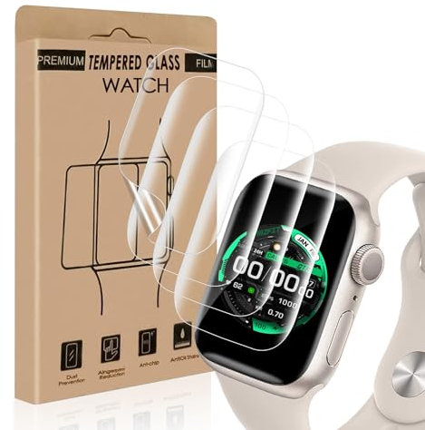 Cable Leader 4 Stück Schutzfolie für Panzerglas für Apple Watch Series 7/8/9(45mm), Weich TPU Kratzfest iWatch 45mm Schutzglas, Sensitive Touch, Blasenfreie, HD Klar Displayschutz