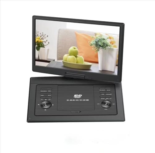 Lettore DVD/TV portatile da 15,6 pollici di KCR per bambini e auto, schermo LED da 15,6 pollici e sintonizzatore TV digitale DVB-T2, batteria ricaricabile, supporto USB/HDMI/AV/Audio e formati multipl