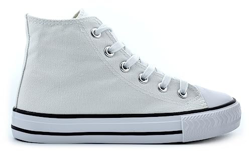 Boys/Girls High Top Canvas Shoes/Trainers/Pumps White 4 UK