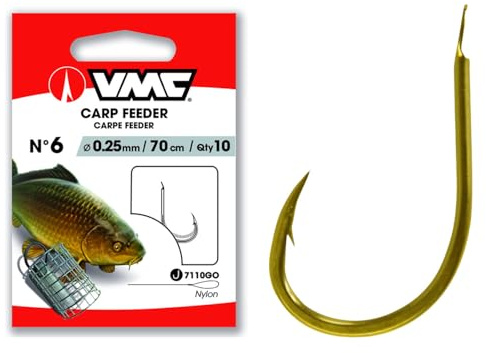VMC Feeder Karpfenhaken 7110 Vorfachhaken Spirale Gold 70cm #2