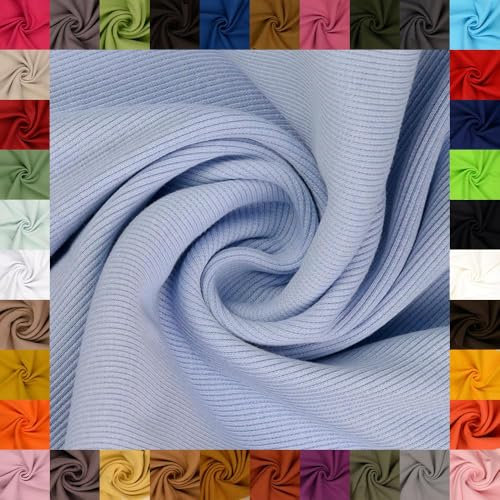 fingsi Stoffe Linus Bündchenstoff Grobstrick Schlauchware Coupon Uni - 27cm Schlauchbreite - 95% Baumwolle, 5% Elasthan (16. Hellblau 0,5m)