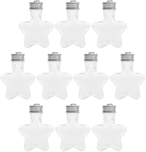 HYTROVE 10Er Set Transparente Süßigkeitenflaschen Sternförmige Leere Deko-Flaschen Kleine Weihnachtsbaumflasche Zum Befüllen Für Bonbons Partydeko Und Aufbewahrung