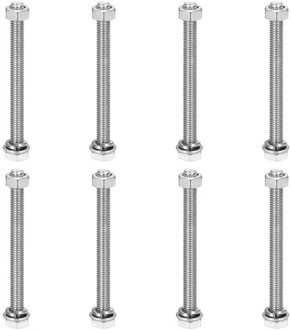 sourcing map M6 x 70 mm, 304 Edelstahl, Sechskantschrauben, Muttern, Flach- und Sicherungsscheiben, Sortimentsset, Vollgewinde, helle Oberfläche für Zuhause, Elektronik, Maschine, 8 Sets