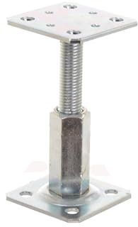 Aqbau® Pfostenträger höhenverstellbar 80x80 mm Balkenschuhe, Pfostenschuh, Pfostenhalter, Stützenfuss verstellbar, Bodenfuß Betonfuß zum Aufschrauben galvanisch Verzinkt