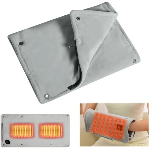 Mineup Cuscino riscaldante con USB, 30 x 60 cm, 5 V, pieghevole, lavabile, elettrico, per schiena, collo, spalle, per animali domestici, grigio