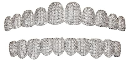 18 Karat Vergoldete Und Versilberte Iced Out Diamant Ober Und Untergrills, Hip Hop Rapper Modeaccessoires