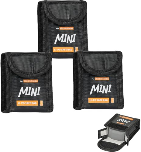 CERFFOOL Lipo Battery Safe Bag for DJI Mini 5 Pro/4 Pro/3 Pro/Mini 3 Fireproof Explosion Proof Protective Cover Charging Safe Storage Bag Accessories Drone, For 1 Battery*3, 72*90*38 mm, Explosion