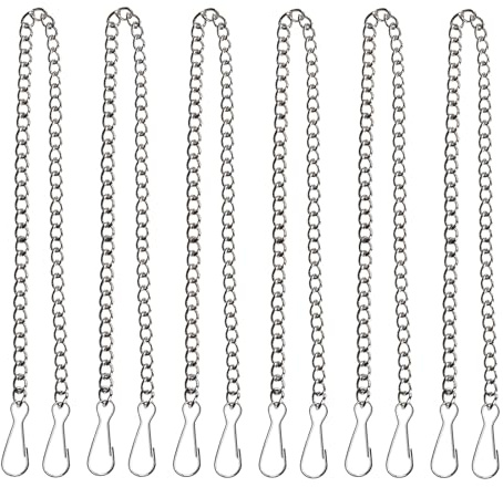 KLINNA 6 Stück Blumenampel Ketten 50cm, Verstellbare Metallkette zum Aufhängen mit Haken für Hängekorbketten, Vogelhäuschen, Poster, Schilder, Banner, Windspiele Sowie Laternen Deko
