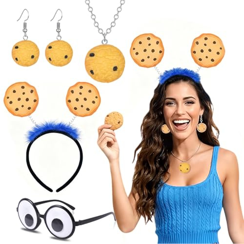 MQIAN Krümelmonster Kostüm Accessoires, Krümelmonster Haarreif, Fasching Karneval Kostüm Damen, Cookie Monster Haarreif für Fasching Karneval Mottoparty Cosplay