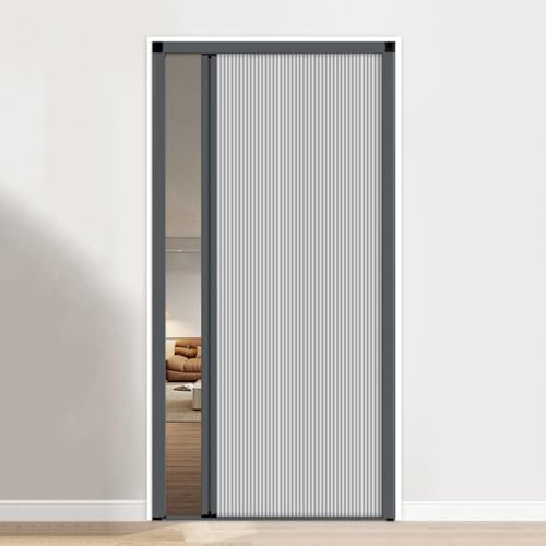 Porte Pliante accordéon de 200 cm de Hauteur, kit de Porte coulissante Invisible de 100, 90, 80, 70, 60 cm de Largeur, Portes intérieures sur Mesure(Grey-W×H:65×200cm)