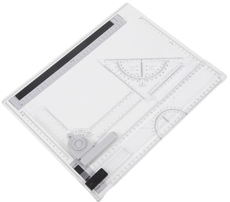 Healeved Multifunktionales und Exaktes Zeichnen Zeichenbrett aus Kunststoff A4 mit Präzisen Linealen und Skalen Architektur Bausatz im Satz für Outdoor Skizzieren