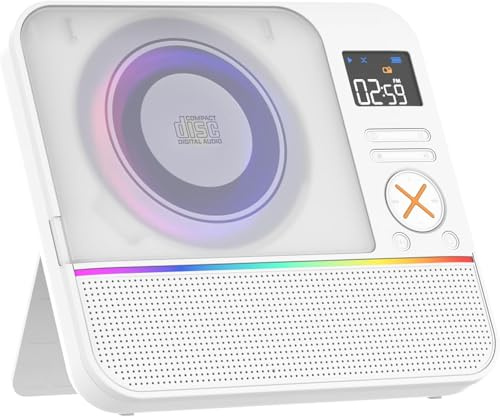 MONODEAL Bluetooth CD Player mit RGB Licht, Radio, Sleep Timer,HiFi Stereo