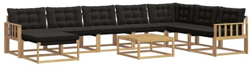 vidaXL Outdoor-Sofagarnitur 9 pcs Weiß und Schwarz 79 x 79 x 37 cm, Moderne Gartenmöbel, langlebiges Sofaset, entspannende Lounge, Sitzgelegenheit für Terrasse