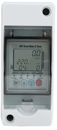 Cocoarm WiFi Smart Meter Timer, ABS PA66 Smart WiFi Leistungsschalter 1PH 63A mit LCD-Display, App-Fernbedienung, Leistungsmessung, Automatische Wiedereinschaltung für Home-Shop-Verteilerkasten