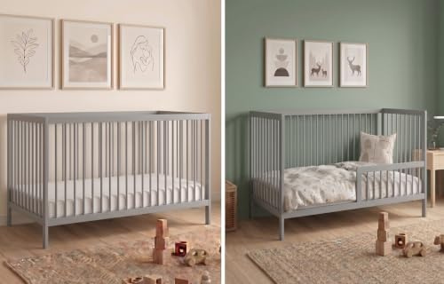 Kids Collective Babybett Kinderbett Gitterbett mit Rausfallschutz Baby Bett | stabiles Buchenholz | Juniorbett | Made in Europe | Kinderzimmer Jugendzimmer Möbel | 60x120 cm | Grau