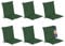 Beautissu 6 er Set Niedriglehner Auflage Gartenstuhl 100x50x6 cm Loft NL - Sitzkissen Niederlehner Rückenkissen niedrig Stuhlkissen Schaumkern Füllung Kissen Dunkelgrün