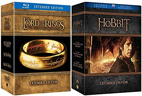 Eamufa The Lord of the Rings + The Hobbit: Complete Movie Trilogy Series Blu-ray Collection - Extended Edition (With Over 50 Hours of Additional Bonus Content)