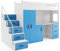 Interbeds Etagenbett Hochbett MAX 4 Größe 200x80cm mit Schrank und Schreibtisch, Farbe zur Wahl inkl. Matratze (blau)
