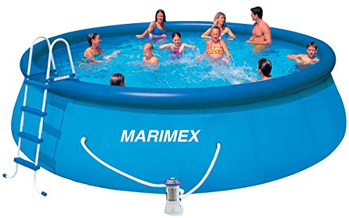 Marimex Tampa Swimmingpool, Aufblasbarer Pool für Garten mit Zubehör (Leiter, Planen, Schlaüche, Kartuschefilter), rund, 4,57 x 1,22 m